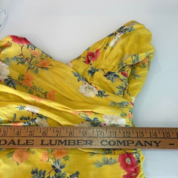 Lovers + Friends Yellow Lined Floral Off The Shoulder Mini Dress Medium - Picture 10 of 10